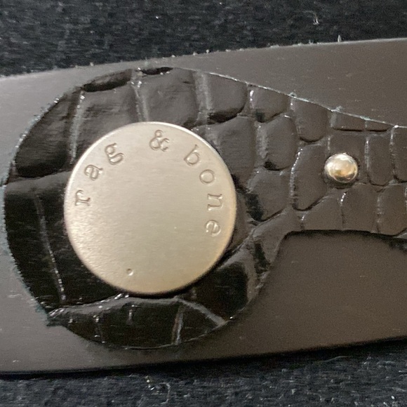 Rag & Bone Black Floppy Brim Fedora w/ Leather Scroll Band & Silver Studs size S - Picture 4 of 9